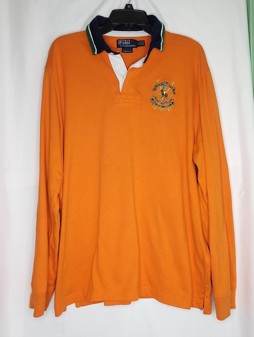 POLO Ralph Lauren Men's Custom Fit Orange Rugby Long Sleeve Shirt XL